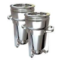 2X 7L Round Stainless Steel Soup Warmer Marmite Chafer Full Size Catering Chafing Dish