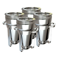 4X 7L Round Stainless Steel Soup Warmer Marmite Chafer Full Size Catering Chafing Dish