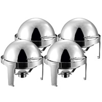 4X 6L Stainless Steel Chafing Food Warmer Catering Dish Round Roll Top