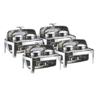 4X 6.5L Stainless Steel Double Soup Tureen Bowl Station Roll Top Buffet Chafing Dish Catering Chafer Food Warmer Server