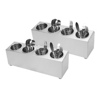 2X 18/10 Stainless Steel Commercial Conical Utensils Cutlery Holder with 4 Holes