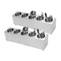 2X 18/10 Stainless Steel Commercial Conical Utensils Cutlery Holder with 5 Holes