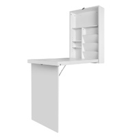 Computer Desk Bookshelf Wall Mount White