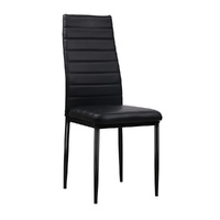 Dining Chairs Set of 4 Leather Channel Tufted Black