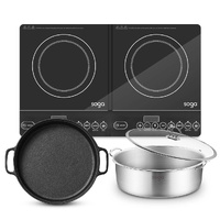 Dual Burners Cooktop Stove 30cm Stainless Steel Induction Casserole and 30cm Fry Pan