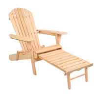 Adirondack Outdoor Chairs Wooden Sun Lounge Patio Furniture Garden Natural