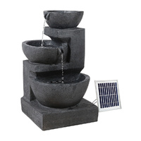 Gardeon Solar Water Feature Cascading Fountain 3-Tier Bowl LED Lights 60CM Blue