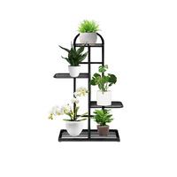 4 Tier 5 Pots Black Metal Plant Stand Flowerpot Display Shelf Rack Indoor Home Office Decor