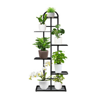 6 Tier 7 Pots Black Metal Plant Stand Flowerpot Display Shelf Rack Indoor Home Office Decor