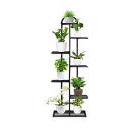 7 Tier 8 Pots Black Metal Plant Stand Flowerpot Display Shelf Rack Indoor Home Office Decor