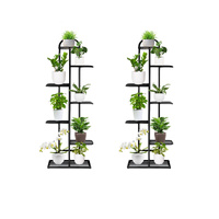 2X 7 Tier 8 Pots Black Metal Plant Stand Flowerpot Display Shelf Rack Indoor Home Office Decor