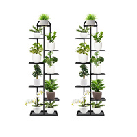 2X 8 Tier 9 Pots Black Metal Plant Stand Flowerpot Display Shelf Rack Indoor Home Office Decor