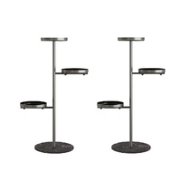 2X 3 Tier Black Round Plant Stand Flowerpot Tray Display Living Room Balcony Metal Decorative Shelf