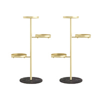 2X 3 Tier Gold Round Plant Stand Flowerpot Tray Display Living Room Balcony Metal Decorative Shelf