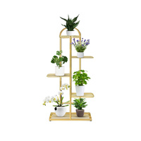 5 Tier 6 Pots Gold Metal Plant Stand Flowerpot Display Shelf Rack Indoor Home Office Decor