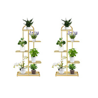 2X 5 Tier 6 Pots Gold Metal Plant Stand Flowerpot Display Shelf Rack Indoor Home Office Decor