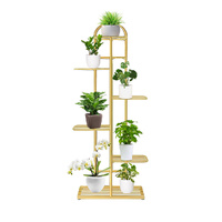 6 Tier 7 Pots Gold Metal Plant Stand Flowerpot Display Shelf Rack Indoor Home Office Decor