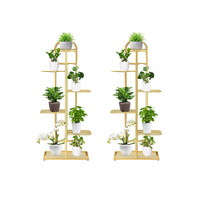 2X 6 Tier 7 Pots Gold Metal Plant Stand Flowerpot Display Shelf Rack Indoor Home Office Decor