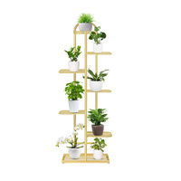 7 Tier 8 Pots Gold Metal Plant Stand Flowerpot Display Shelf Rack Indoor Home Office Decor