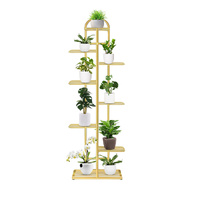 8 Tier 9 Pots Gold Metal Plant Stand Flowerpot Display Shelf Rack Indoor Home Office Decor