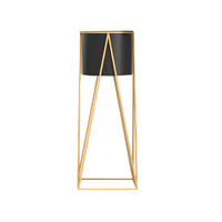 70cm Gold Metal Plant Stand with Black Flower Pot Holder Corner Shelving Rack Indoor Display