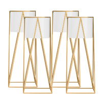 4X 70cm Gold Metal Plant Stand with White Flower Pot Holder Corner Shelving Rack Indoor Display