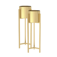 2X 75cm Gold Metal Plant Stand with Flower Pot Holder Corner Shelving Rack Indoor Display