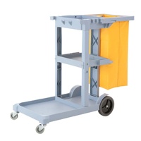 3 Tier Multifunction Janitor Cleaning Waste Cart Trolley and Waterproof Bag