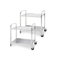 2X 2 Tier 85x45x90cm Stainless Steel Kitchen Dining Food Cart Trolley Utility Medium