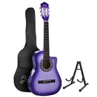 34 Inch Classical Guitar Wooden Body Nylon String w/ Stand Beignner Purple