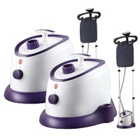 2X Garment Steamer Vertical Twin Pole Clothes 1700ml 1800w Professional Steaming Kit Purple