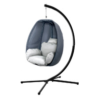 Outdoor Egg Swing Chair Patio Furniture Pod Stand Canopy Foldable Grey