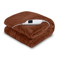 Hill Heated Electric Blanket Throw Rug Coral Warm Fleece