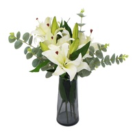 Premium Faux Lily In Glass Vase (Artificial Tiger Lily Arrangement)