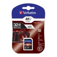 VERBATIM SDHC (Class 10) Up to 45MB/Sec 300X read speed