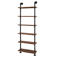 Rustic Wall Shelves Display Bookshelf Industrial DIY Pipe Shelf Brackets