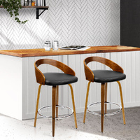 Walnut Wood Bar Stools - Black and Brown