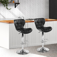 PU Leather Patterned Bar Stools - Chrome