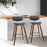 PU Leather Circular Footrest Bar Stools - Black