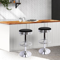 Backless PU Leather Bar Stools - Chrome