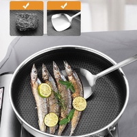 Stainless Steel Frying Pan Non-Stick Cooking Frypan Cookware Honeycomb Double Sided