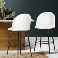 Set of 2 Bar Stools Kitchen Dining Chair Stool Chairs Sherpa Boucle