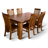 Teasel Dining Set Table Chair Solid Pine Wood Timber - Rustic Oak