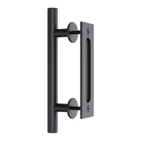 30cm Pull and Flush Barn Door Handle Square Handles set of Frosted Black Surface