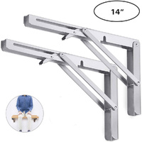 2PCS Steel Wall Mounted Folding Triangle Angle Shelf Support Bracket Rack