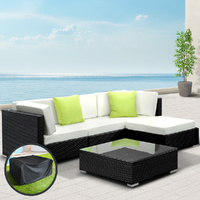 Sofa Set with Storage Cover Outdoor Furniture Wicker