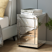 Albury Mirrored Bedside table Drawers Furniture Mirror Glass Presia