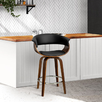 Swivel PU Leather Bar Stool - Wood and Black