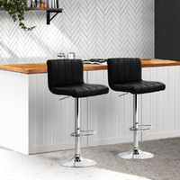 Line Style PU Leather Bar Stools - Black