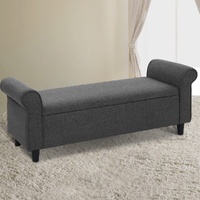 Storage Ottoman Blanket Box 126cm Linen Fabric Arm Foot Stool Couch Large